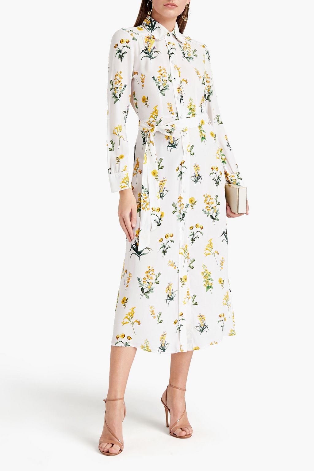 GOAT Livia floral-print crepe de chine midi shirt dress