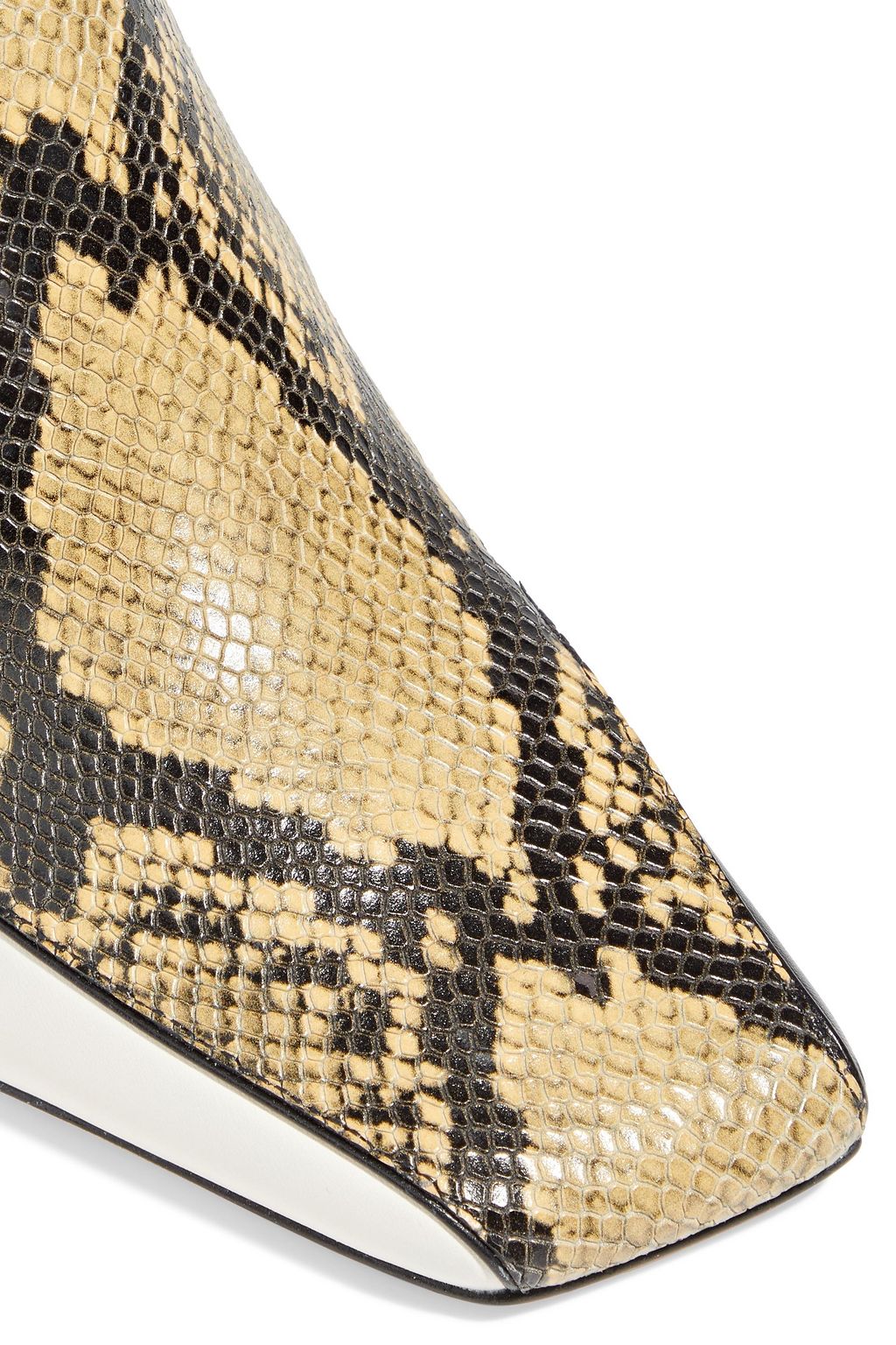 JIMMY CHOO Marcel 85 smooth and snake-effect leather mules