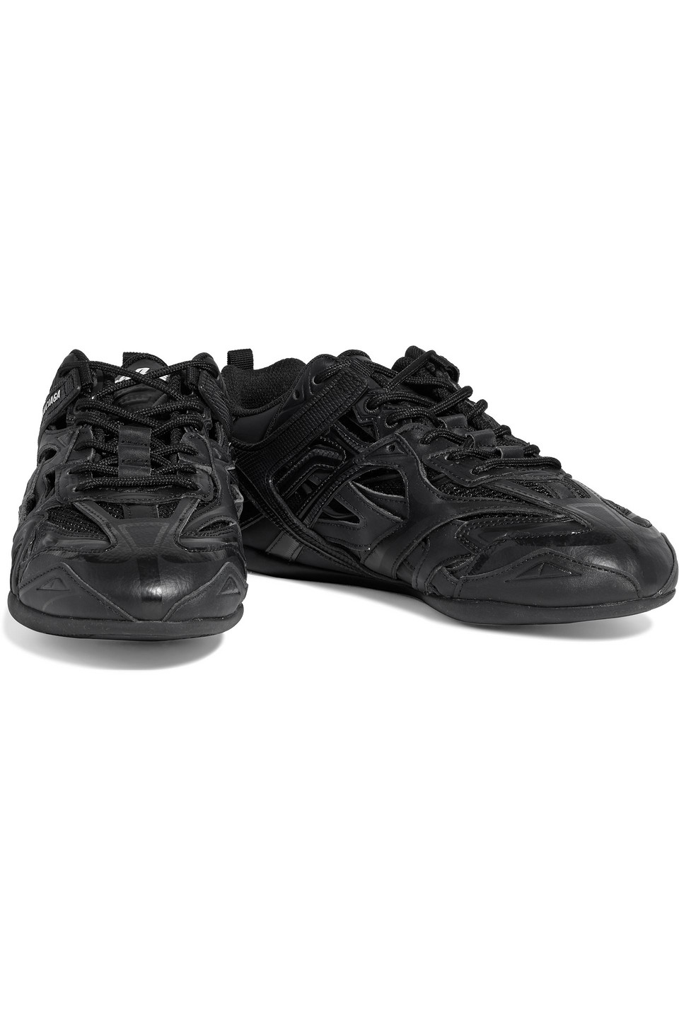 Balenciaga Drive Leather And Mesh Trainers In Black