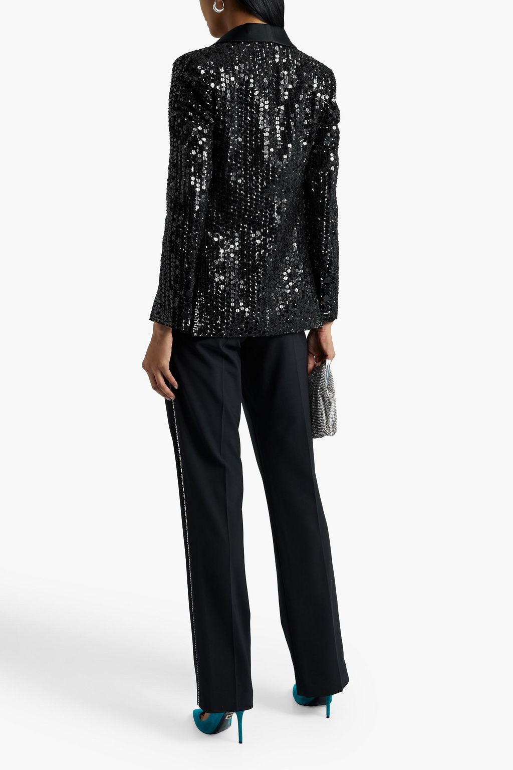VALENTINO GARAVANI Sequined silk tuxedo jacket