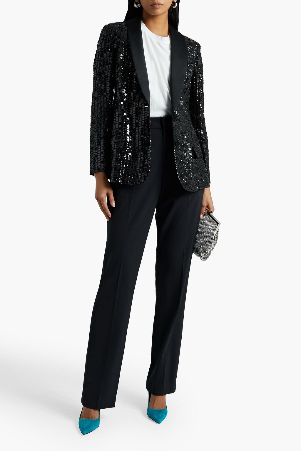 VALENTINO GARAVANI Sequined silk tuxedo jacket
