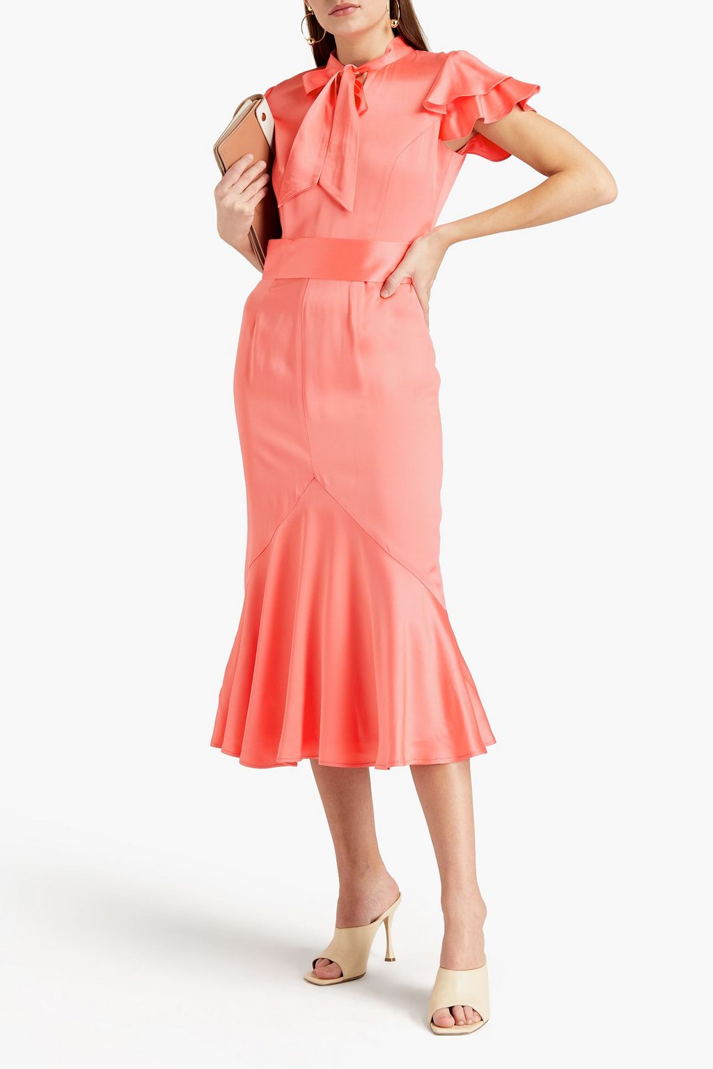 GOAT Kimberley pussy-bow satin midi dress