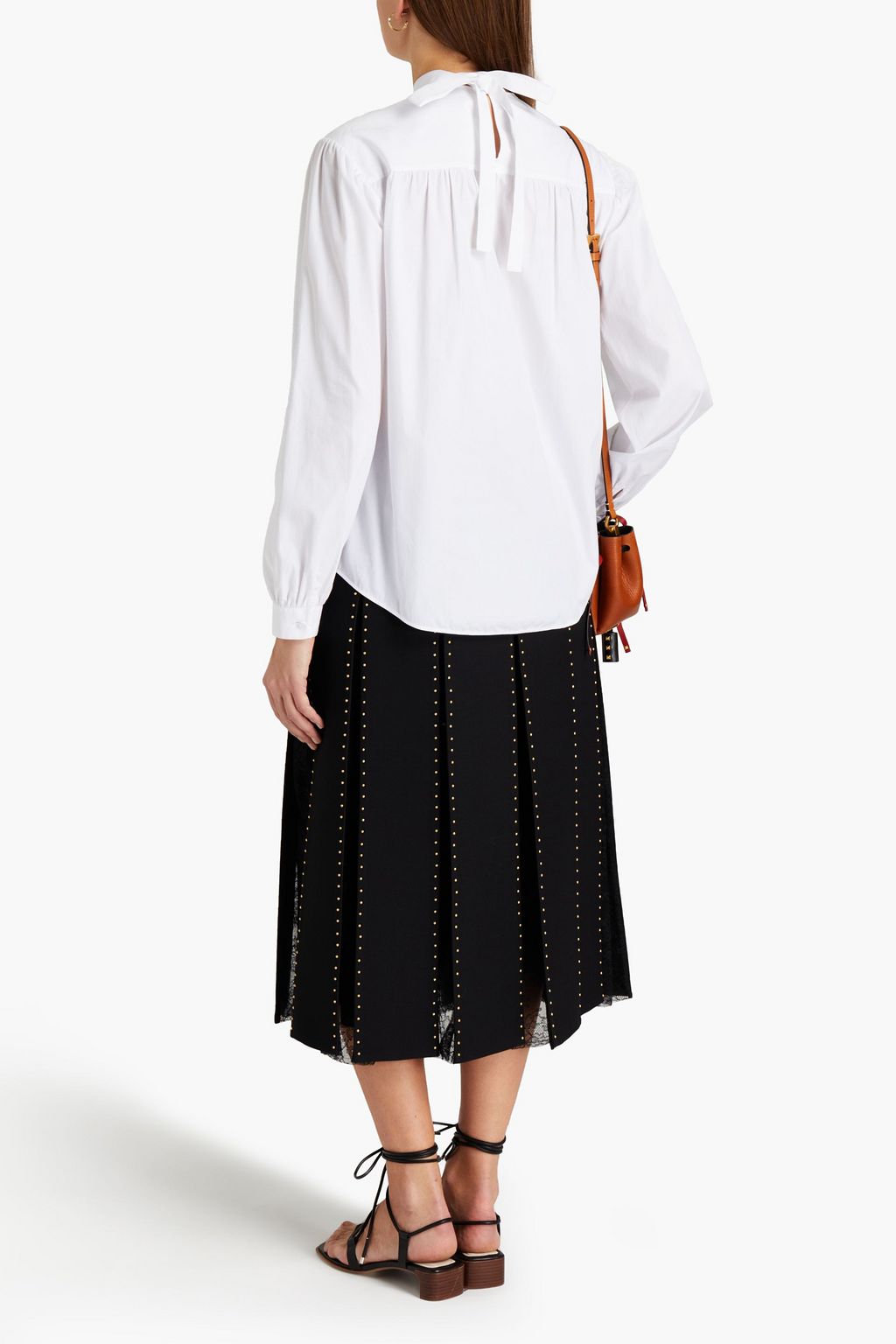 VALENTINO GARAVANI Pussy-bow wrap-effect cotton-poplin blouse