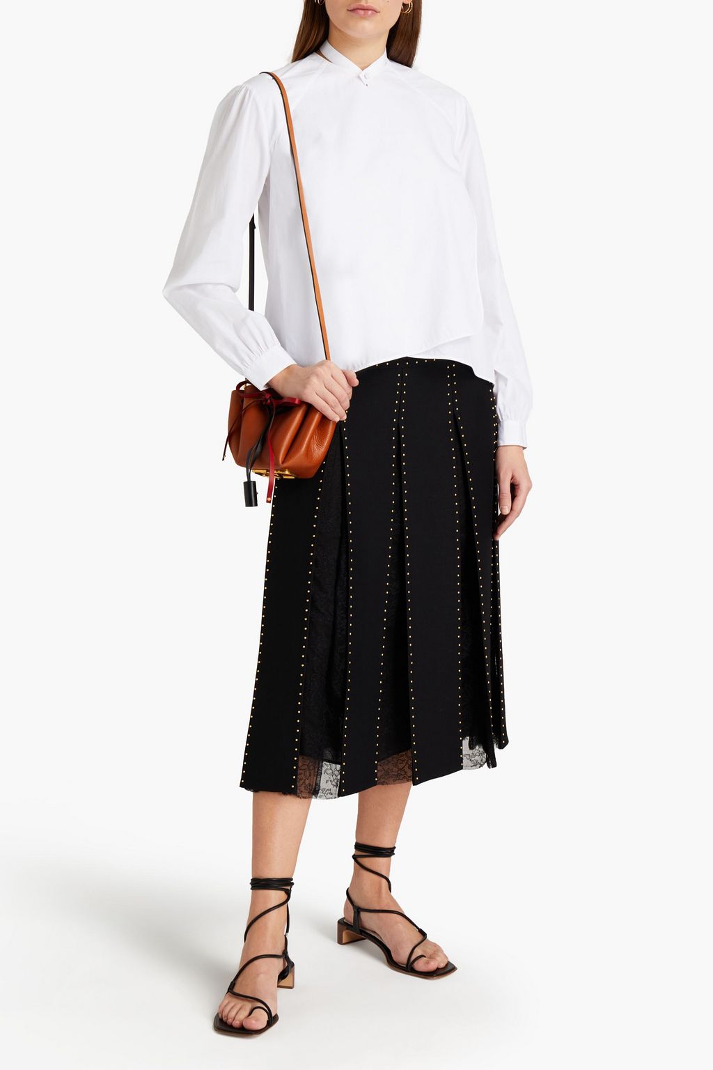 VALENTINO GARAVANI Pussy-bow wrap-effect cotton-poplin blouse