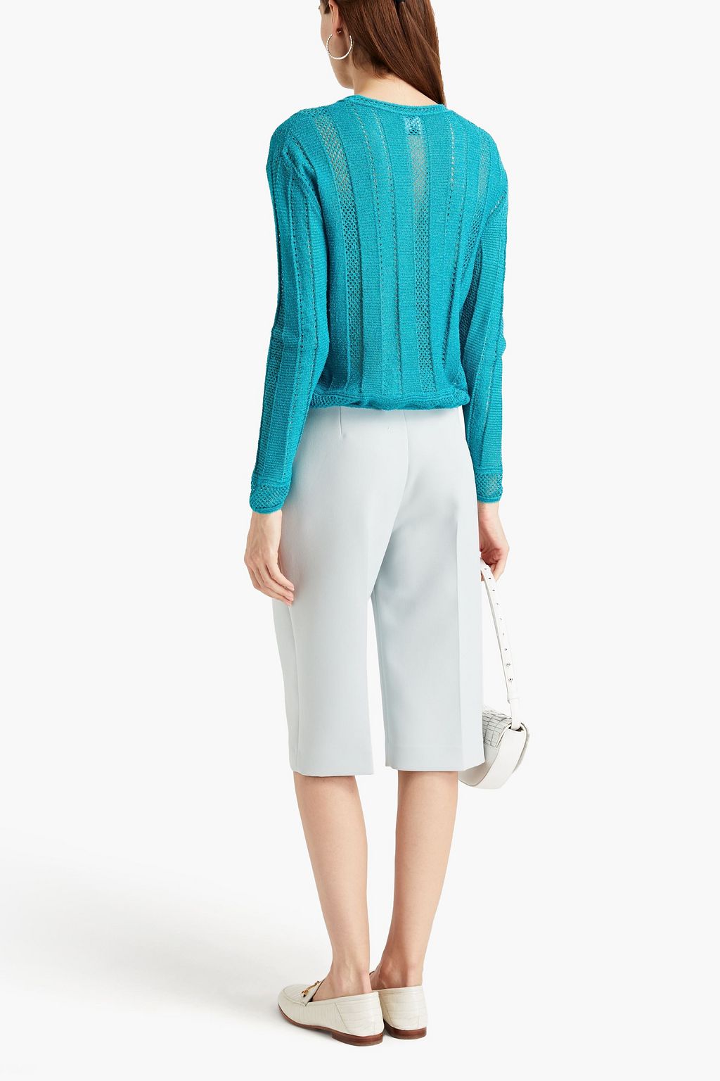 M MISSONI Pointelle-trimmed crochet-knit sweater