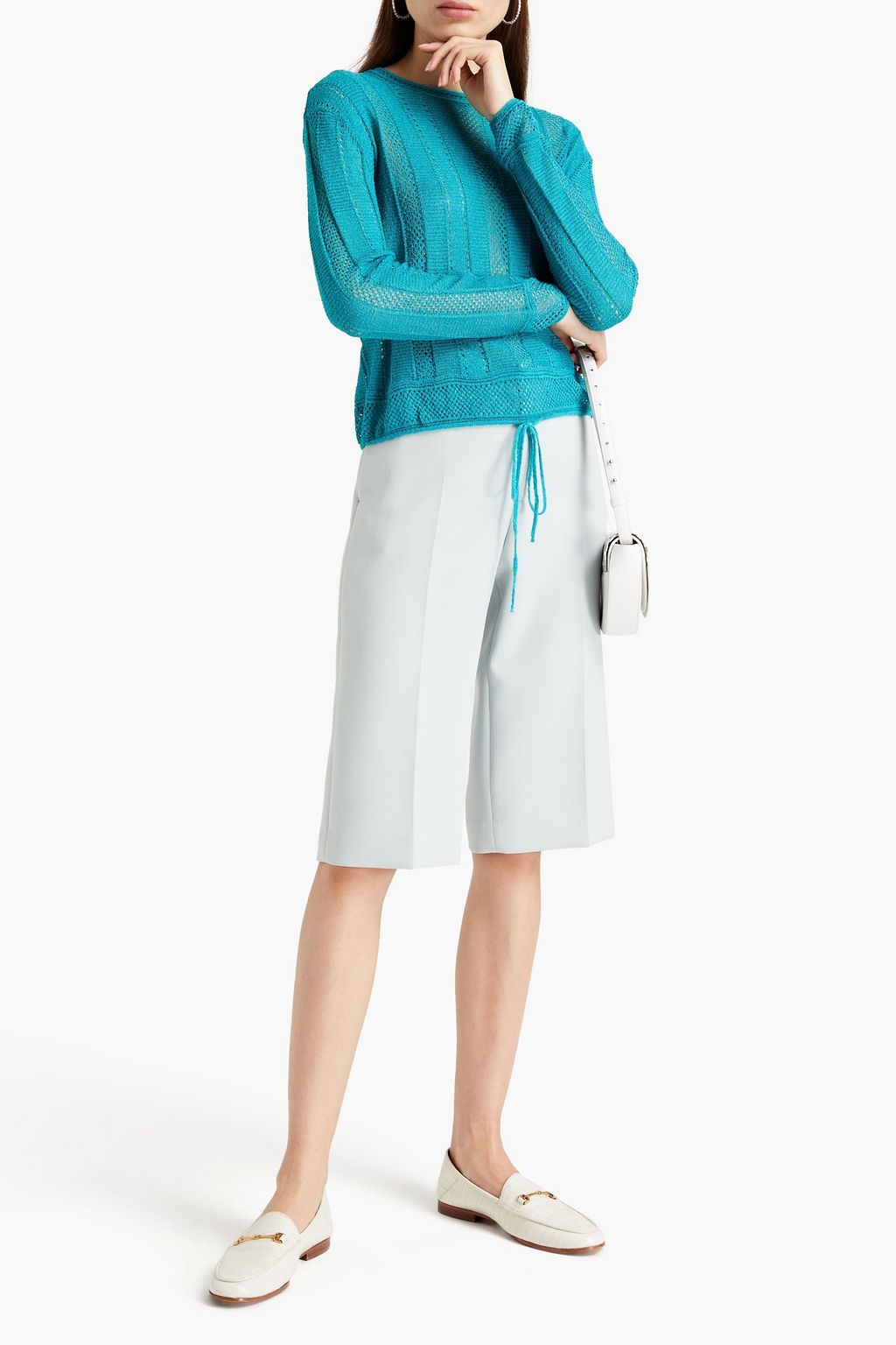 M MISSONI Pointelle-trimmed crochet-knit sweater