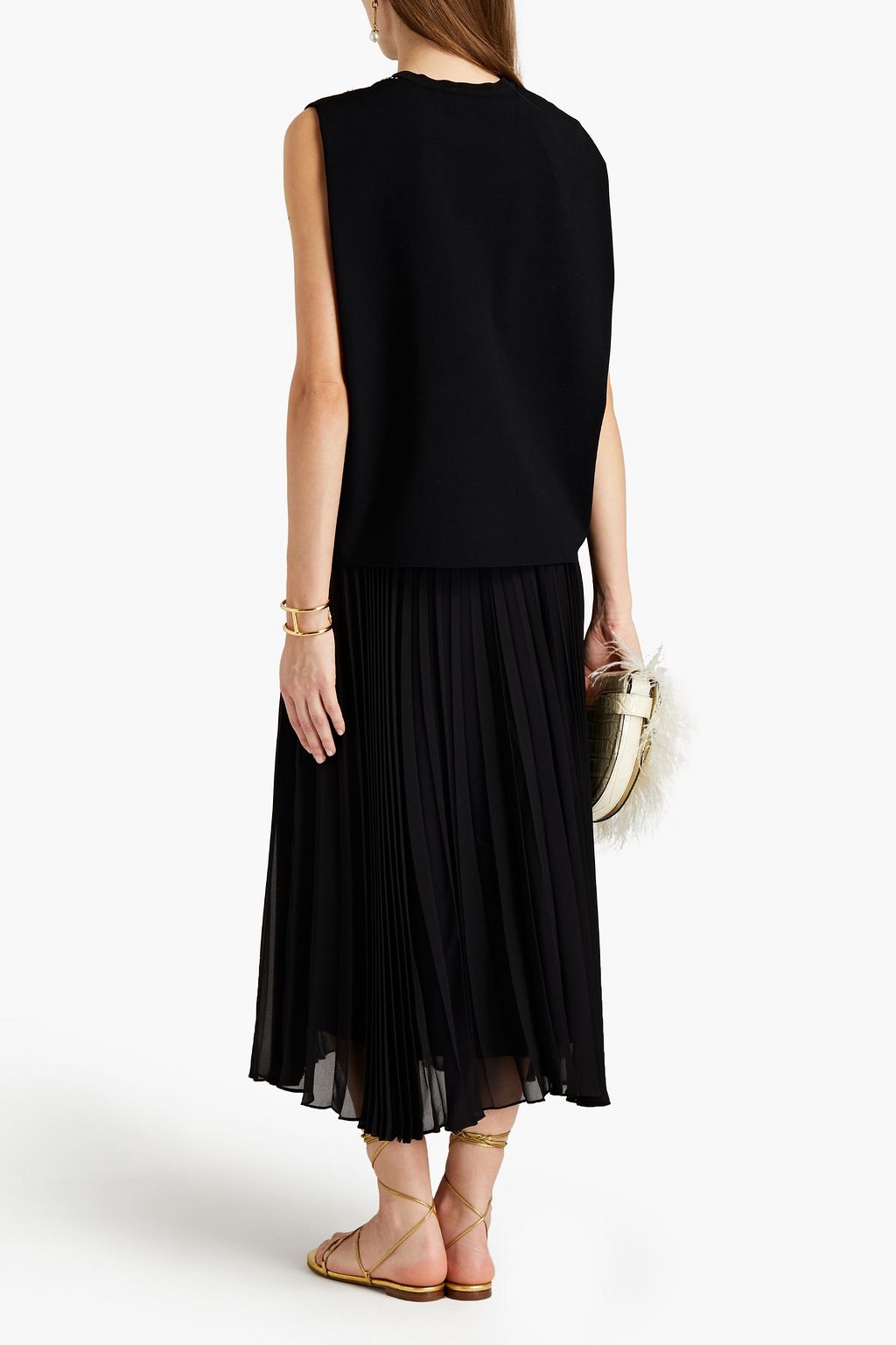 VALENTINO GARAVANI Studded stretch-ponte top