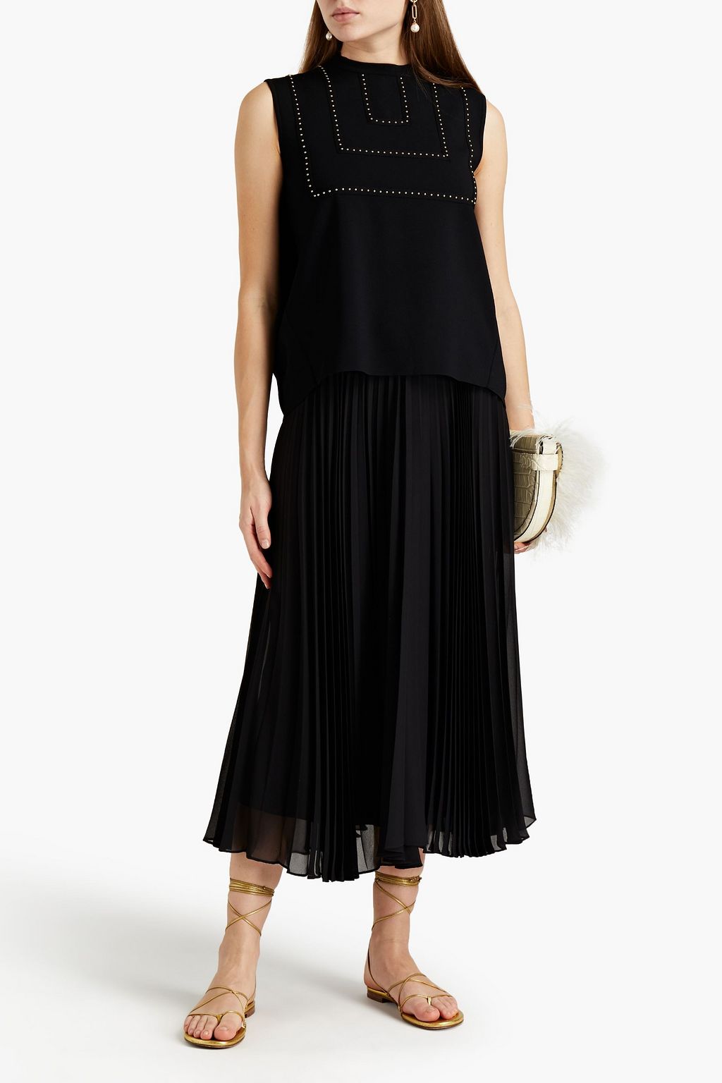 VALENTINO GARAVANI Studded stretch-ponte top