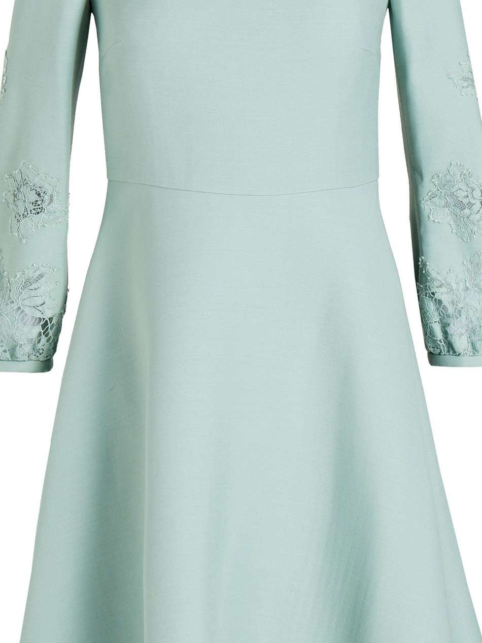 lace-trimmed wool and silk-blend crepe mini dress