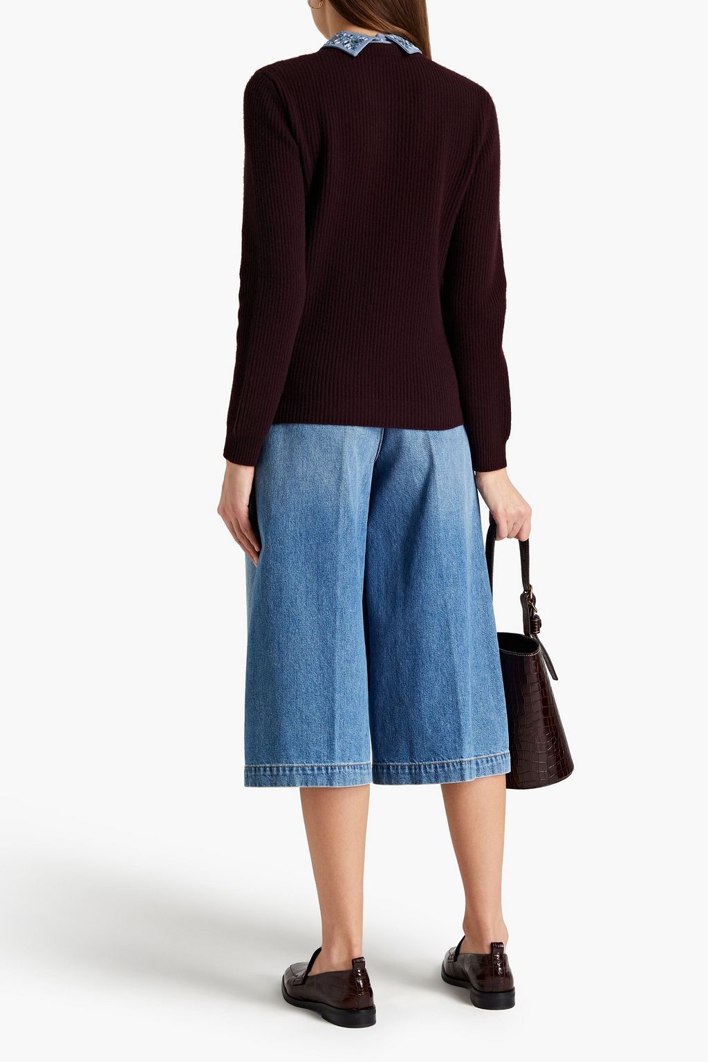 VALENTINO GARAVANI Embellished ribbed cashmere sweater