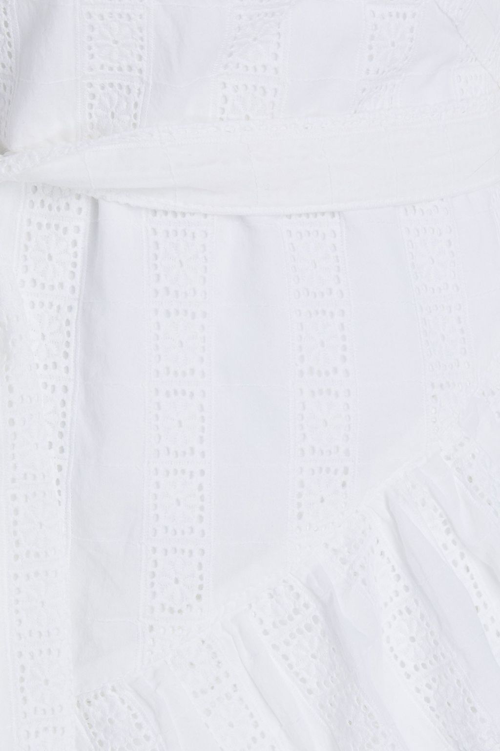 MELISSA ODABASH Aliyah tiered ruffled broderie anglaise cotton mini wrap dress