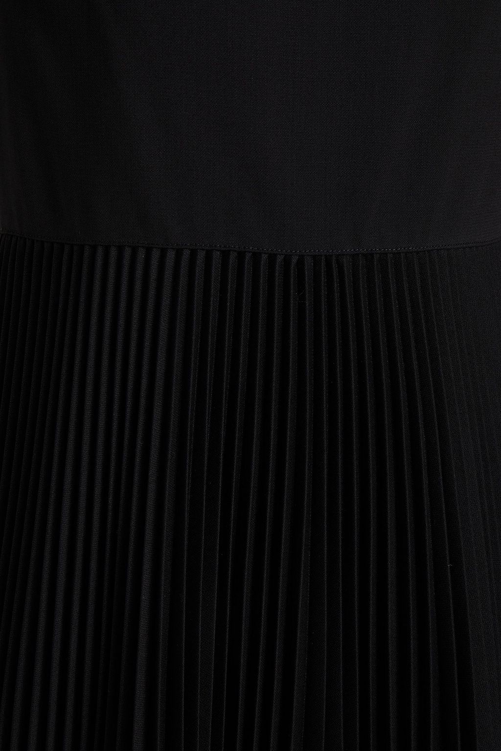 VALENTINO GARAVANI Lace-trimmed pleated wool-blend crepe dress