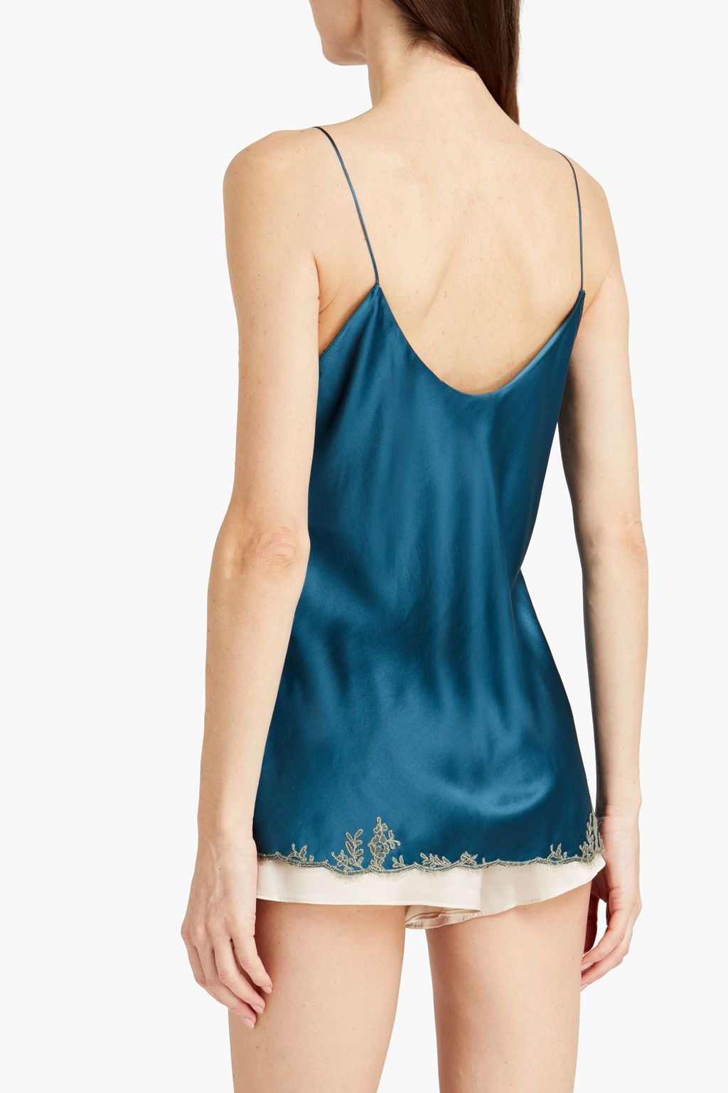 CARINE GILSON Lace-trimmed silk-satin camisole