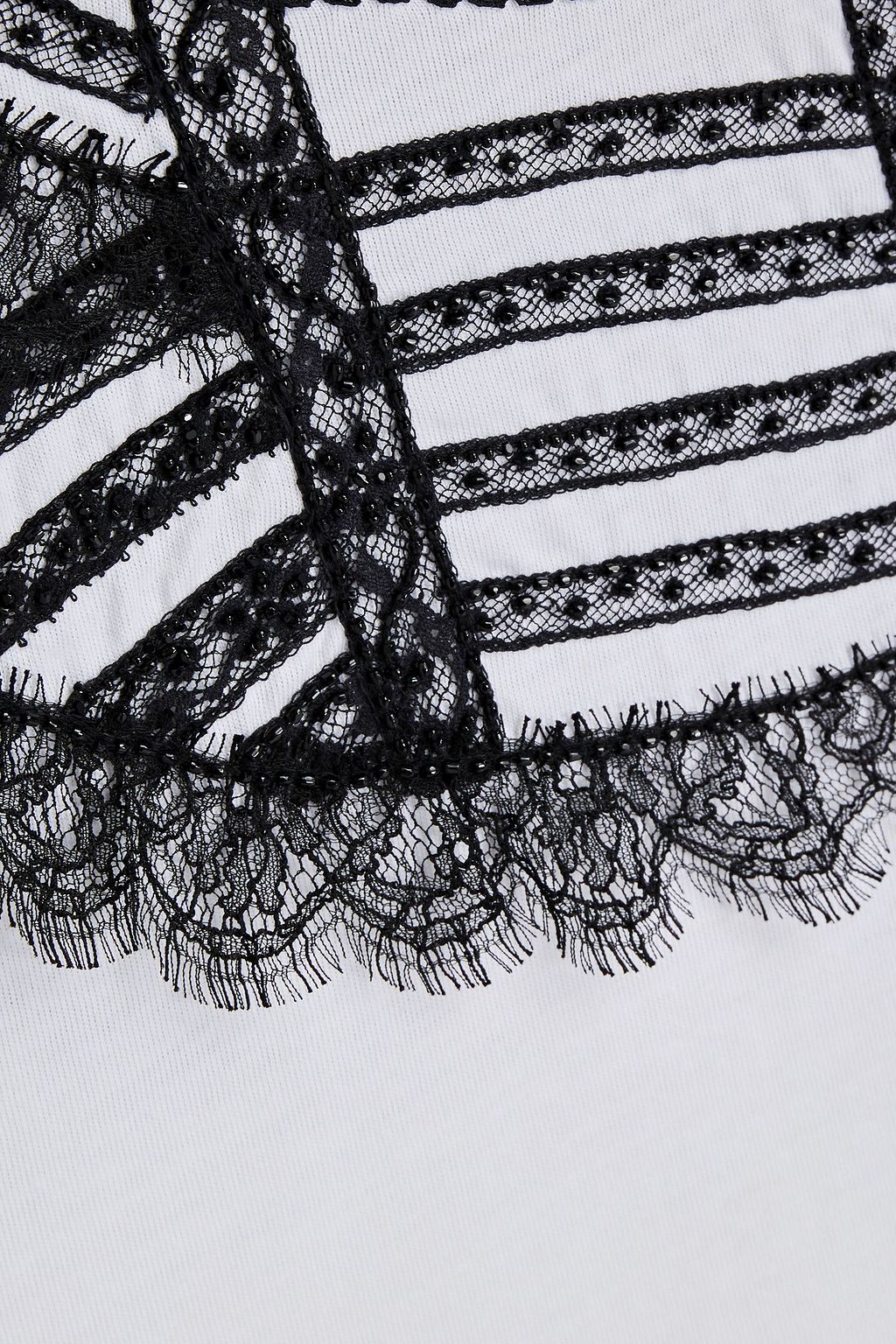 VALENTINO GARAVANI Embellished lace-trimmed cotton-jersey T-shirt