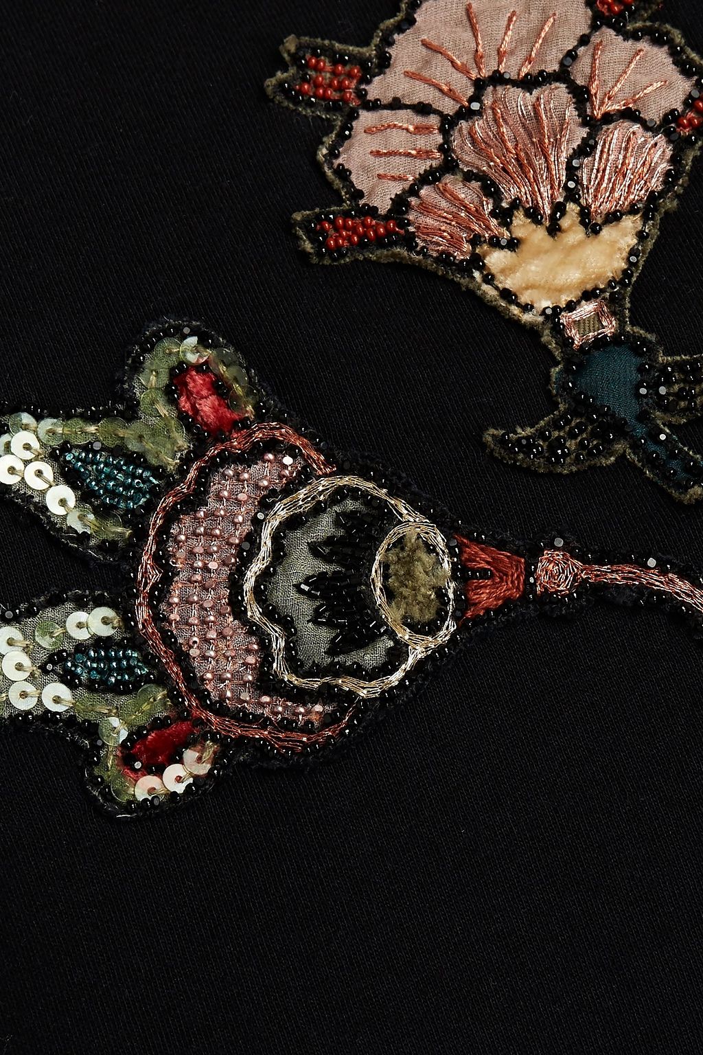 VALENTINO GARAVANI Metallic-trimmed embellished cotton-jersey T-shirt