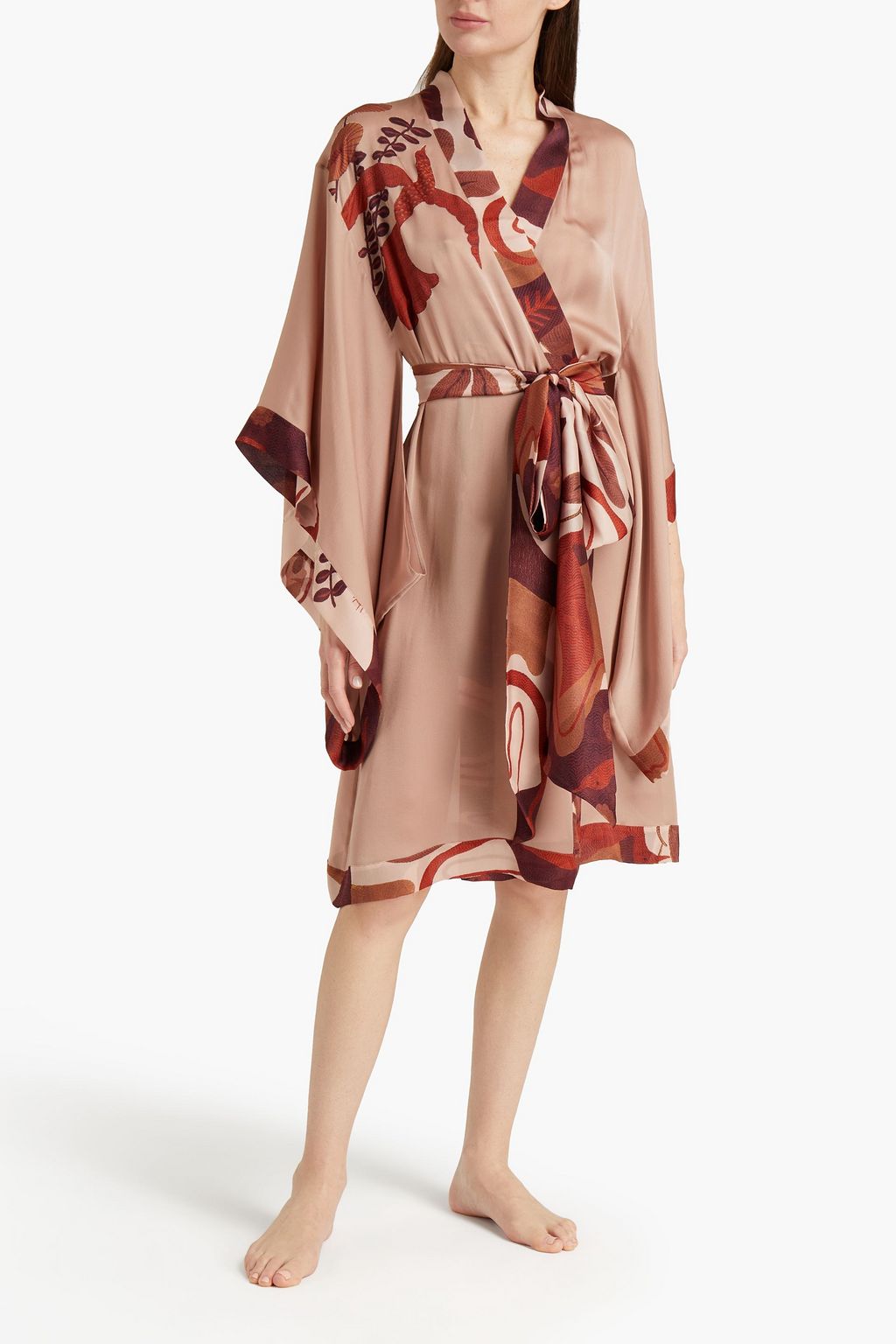 CARINE GILSON Belted printed silk kimono
