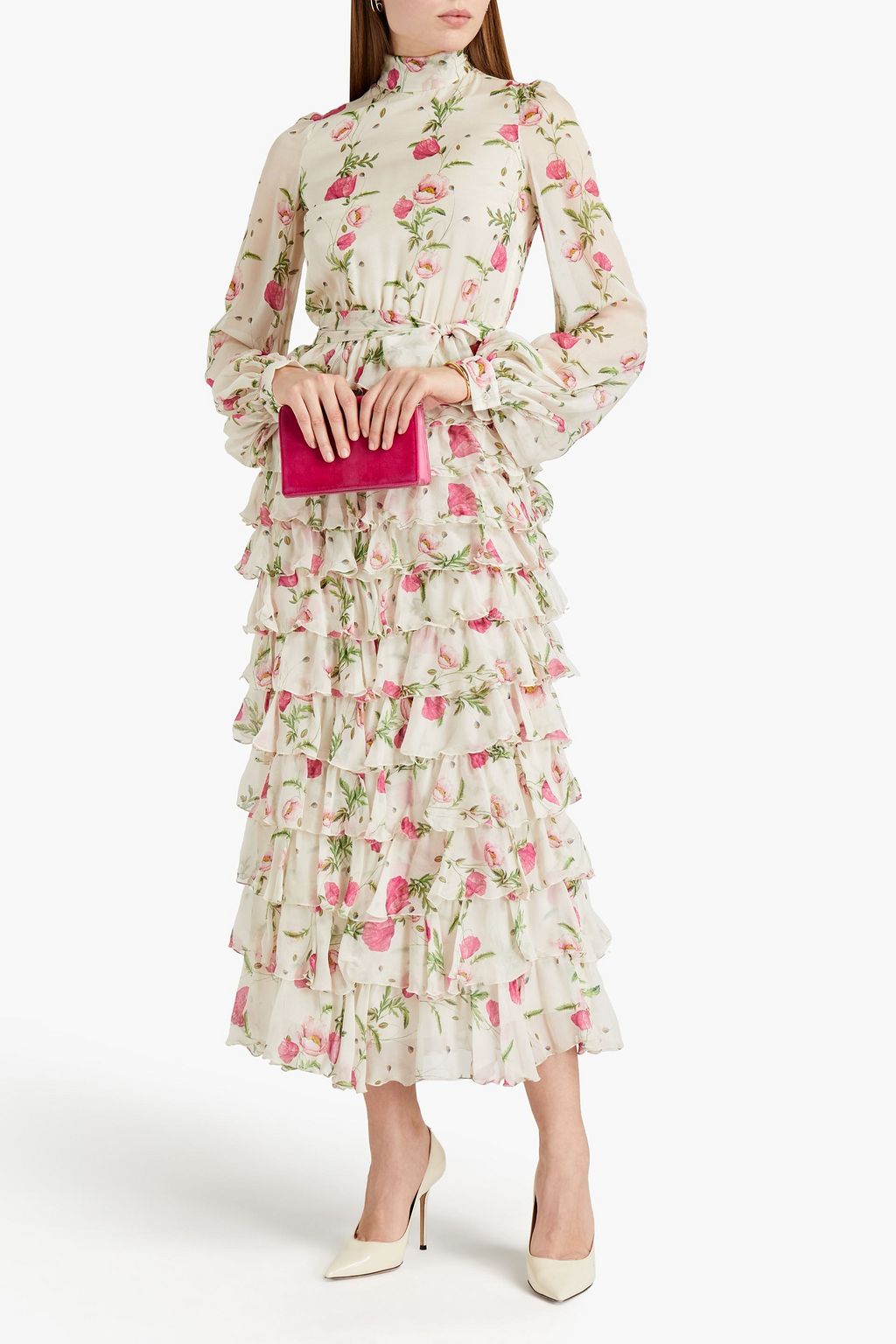 GIAMBATTISTA VALLI Tiered floral-print silk-chiffon maxi dress