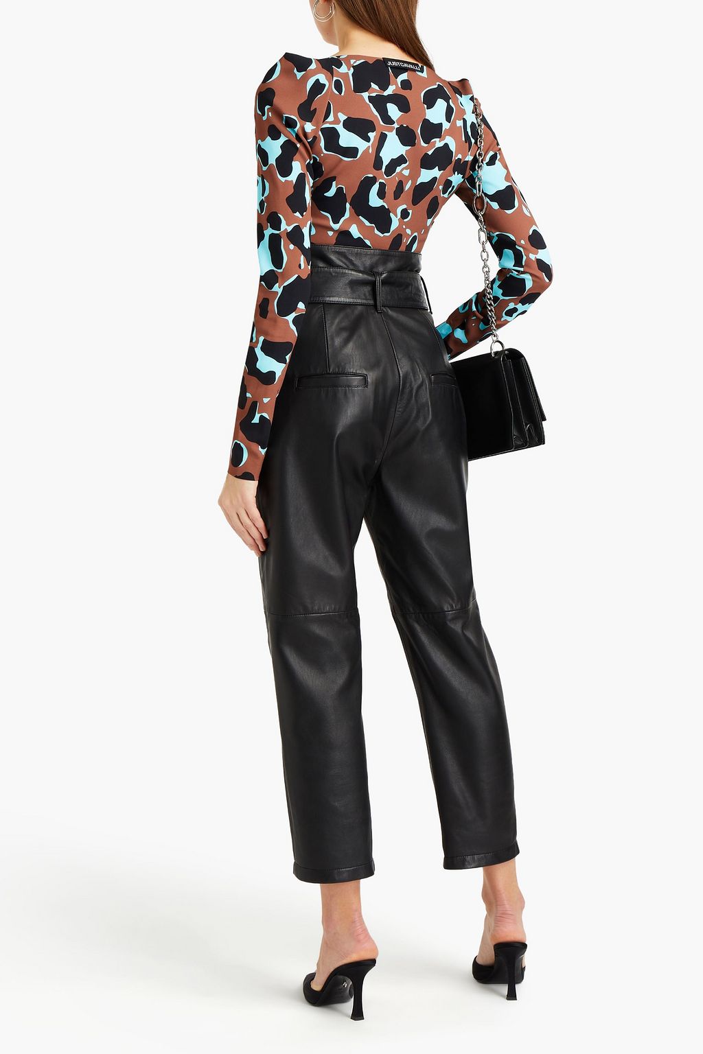 JUST CAVALLI Cropped printed crepe top