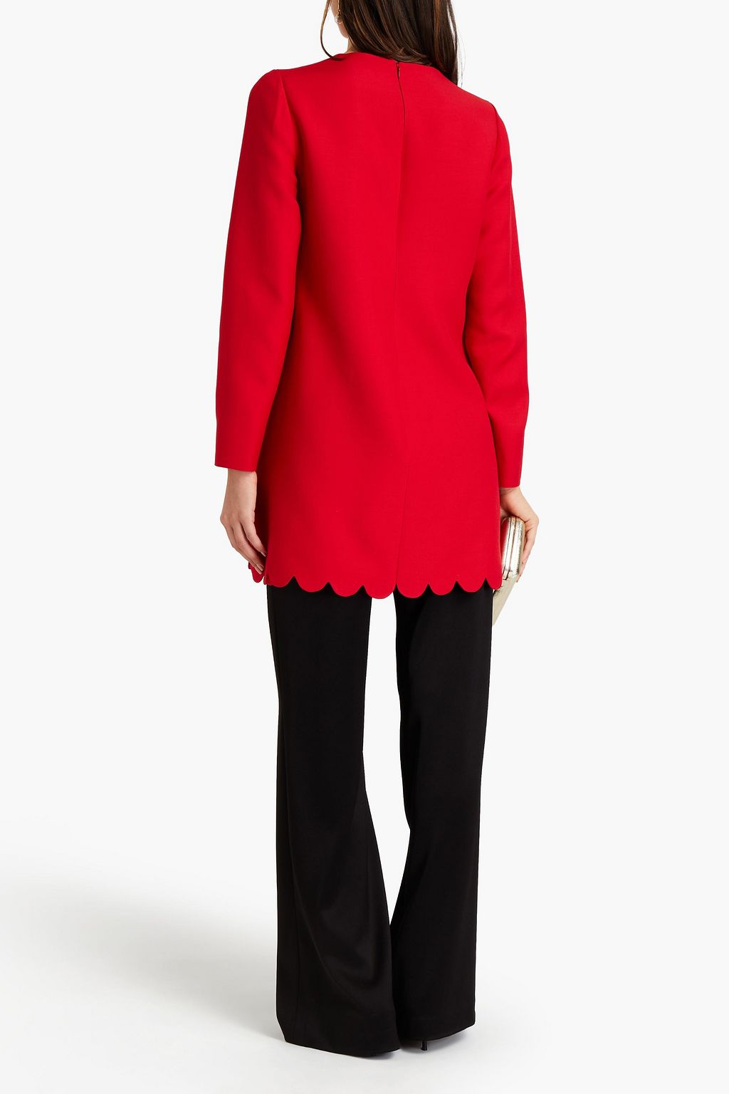 VALENTINO GARAVANI Scalloped wool and silk-blend crepe tunic