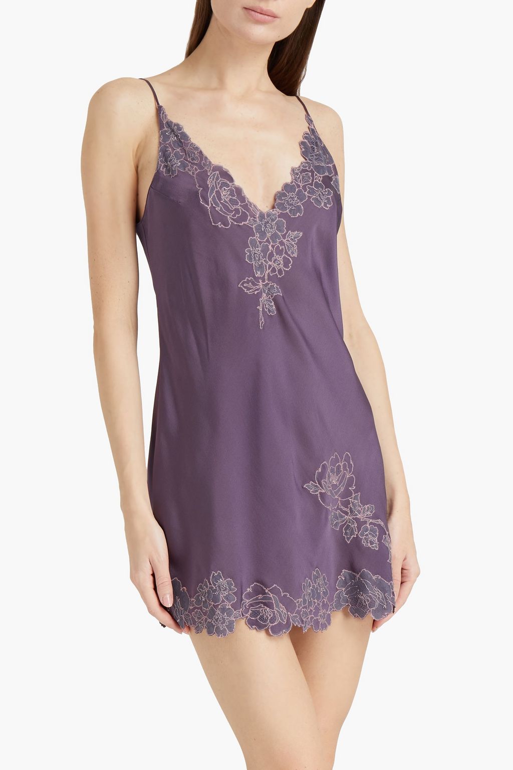 CARINE GILSON Lace-trimmed silk chemise