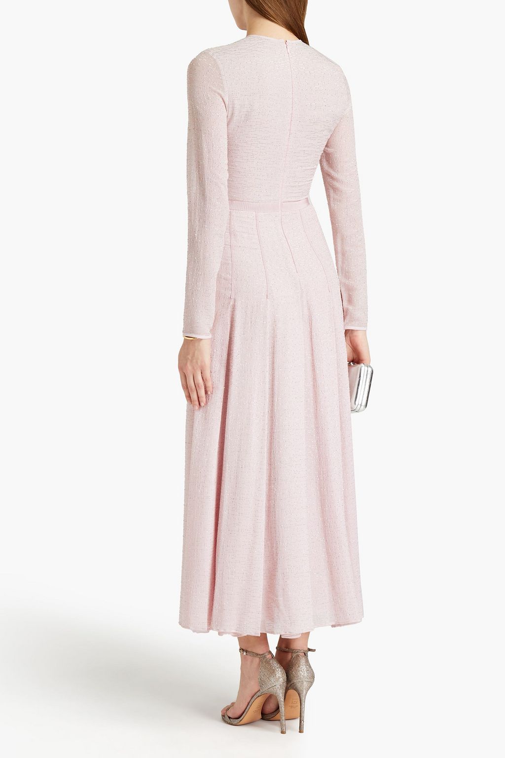 GIAMBATTISTA VALLI Bow-embellished cutout metallic fil coupé maxi dress