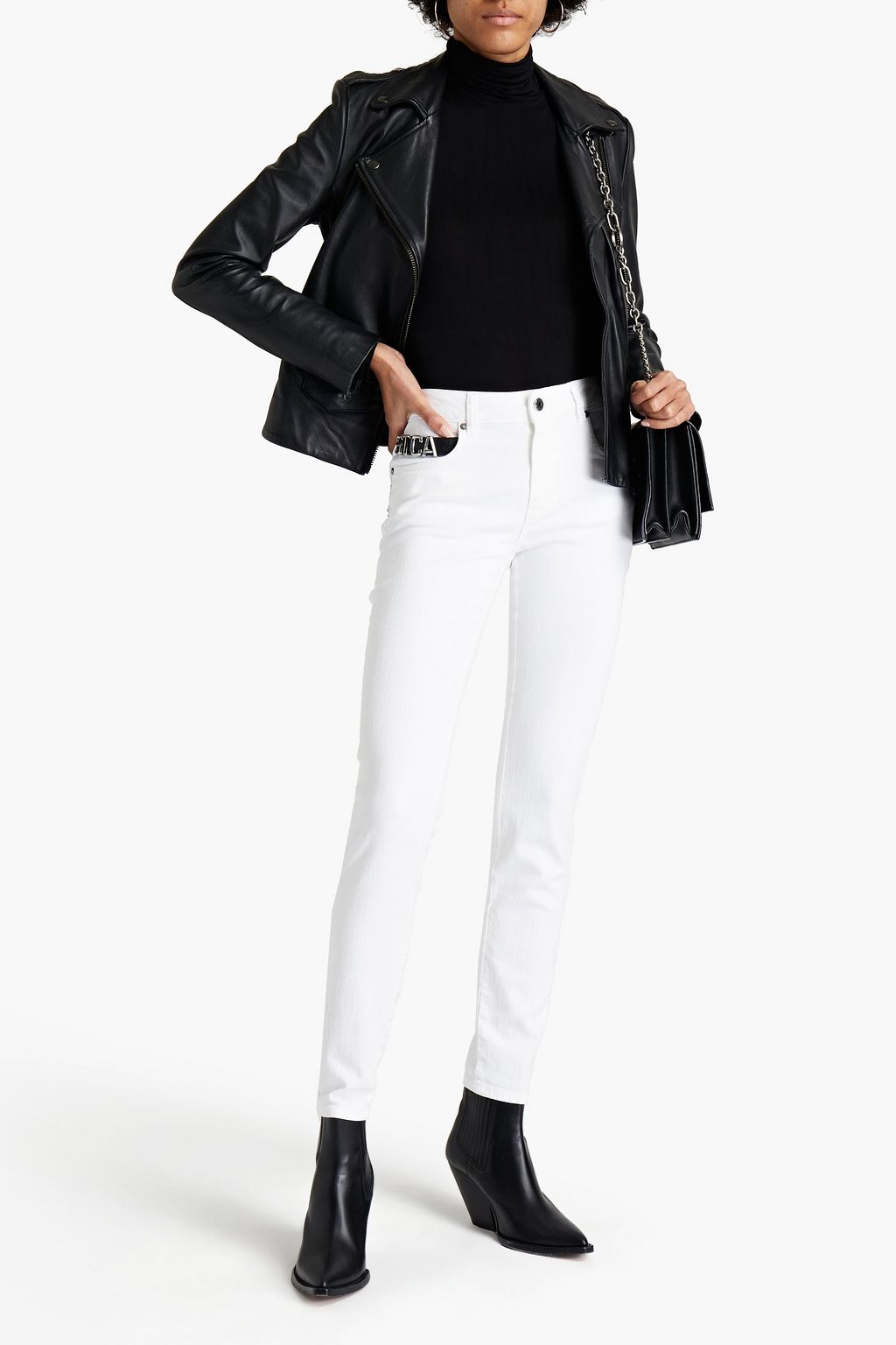 JUST CAVALLI Appliquéd mid-rise skinny jeans