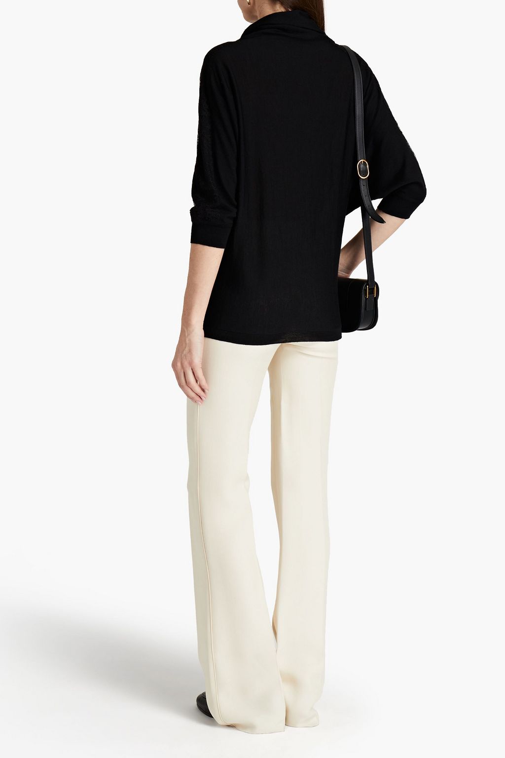 VALENTINO GARAVANI Lace-trimmed wool-blend sweater