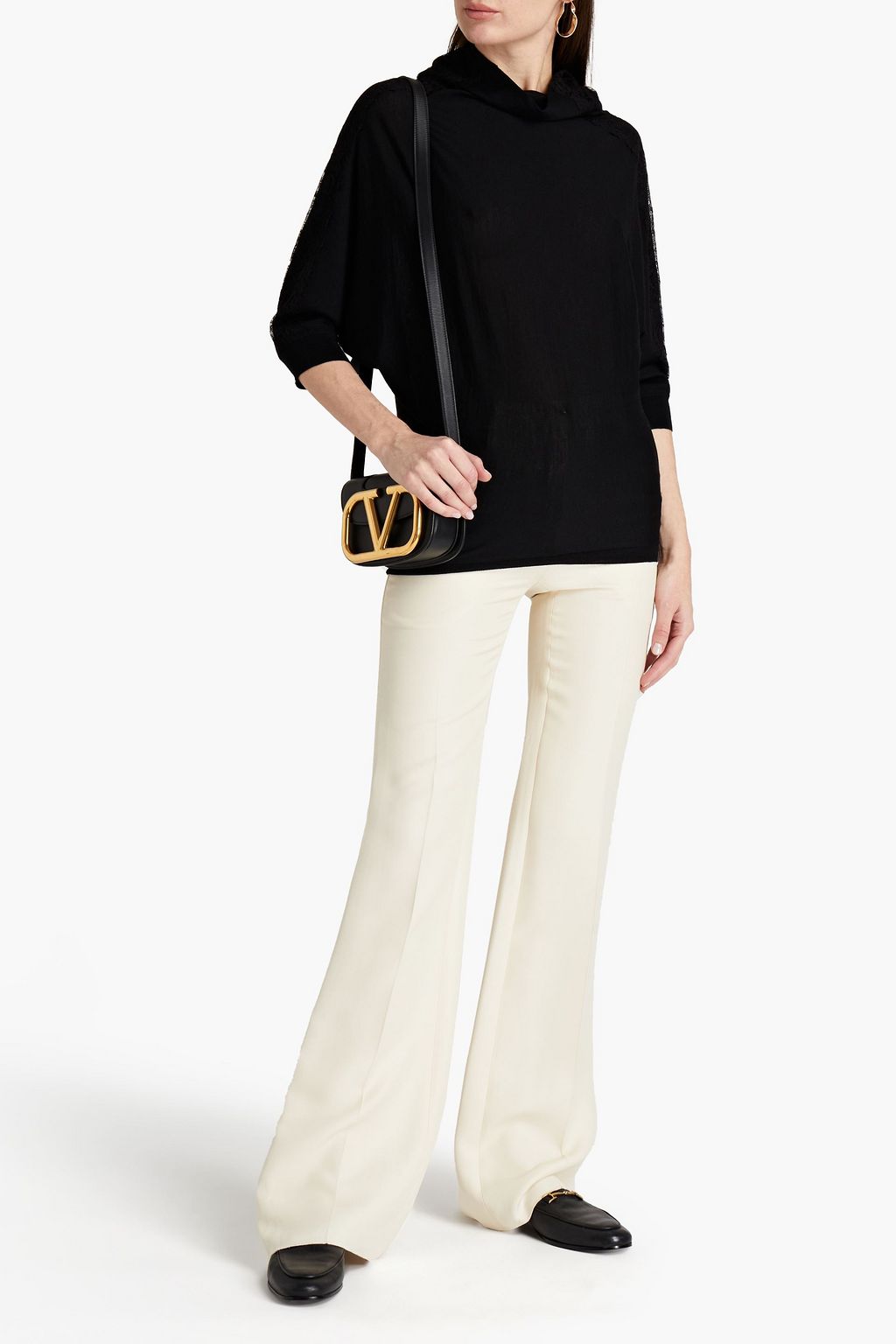 VALENTINO GARAVANI Lace-trimmed wool-blend sweater