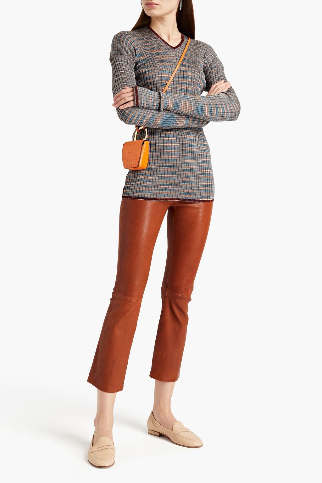 M MISSONI Mélange ribbed crochet-knit sweater