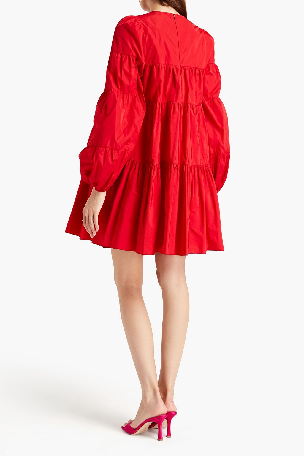 GIAMBA Gathered satin-crepe mini dress