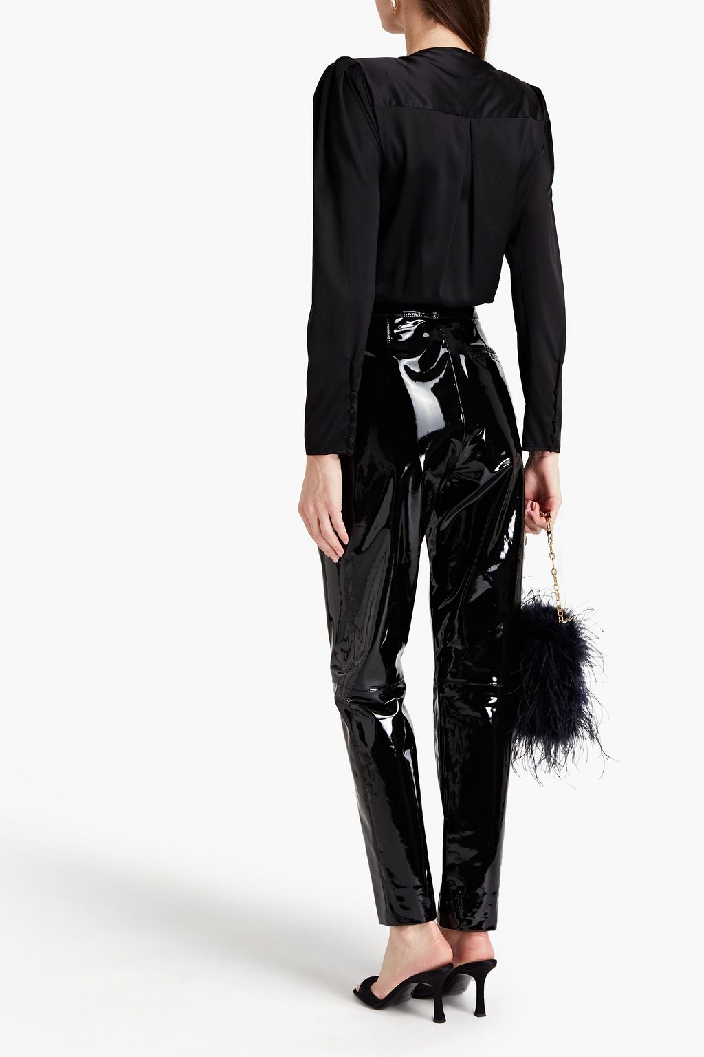 GIAMBATTISTA VALLI Pleated patent-leather tapered pants