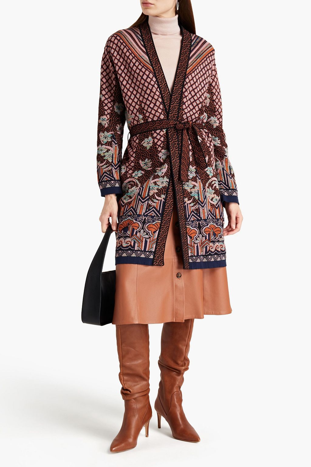 M MISSONI Belted jacquard-knit cardigan