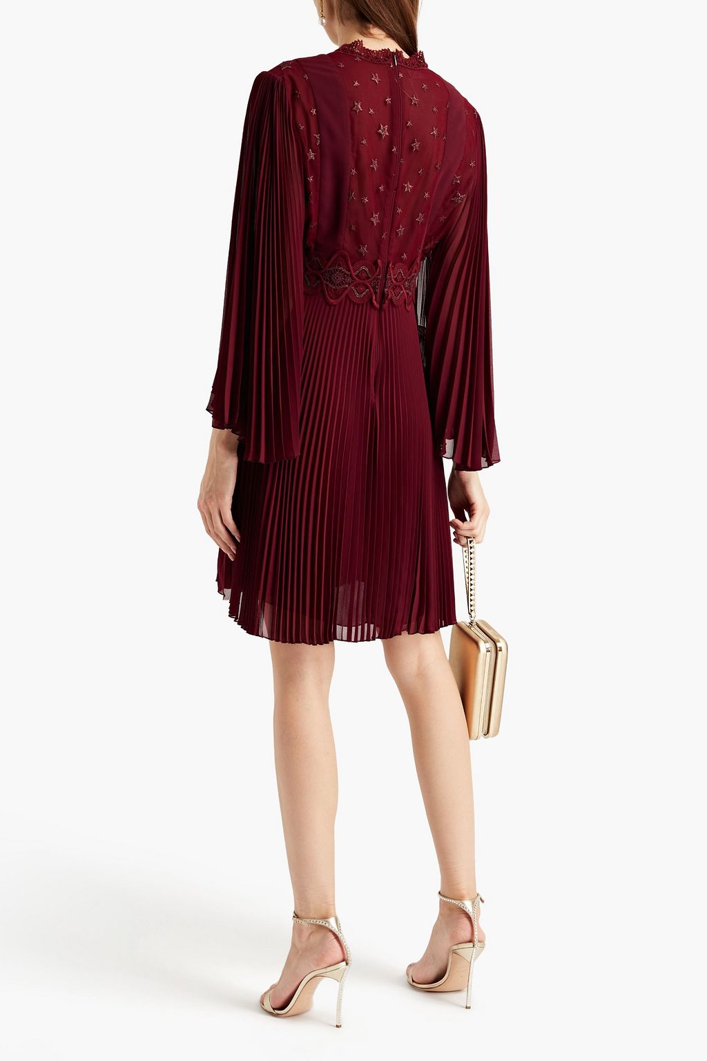 GIAMBA Tulle-paneled metallic embroidered georgette mini dress