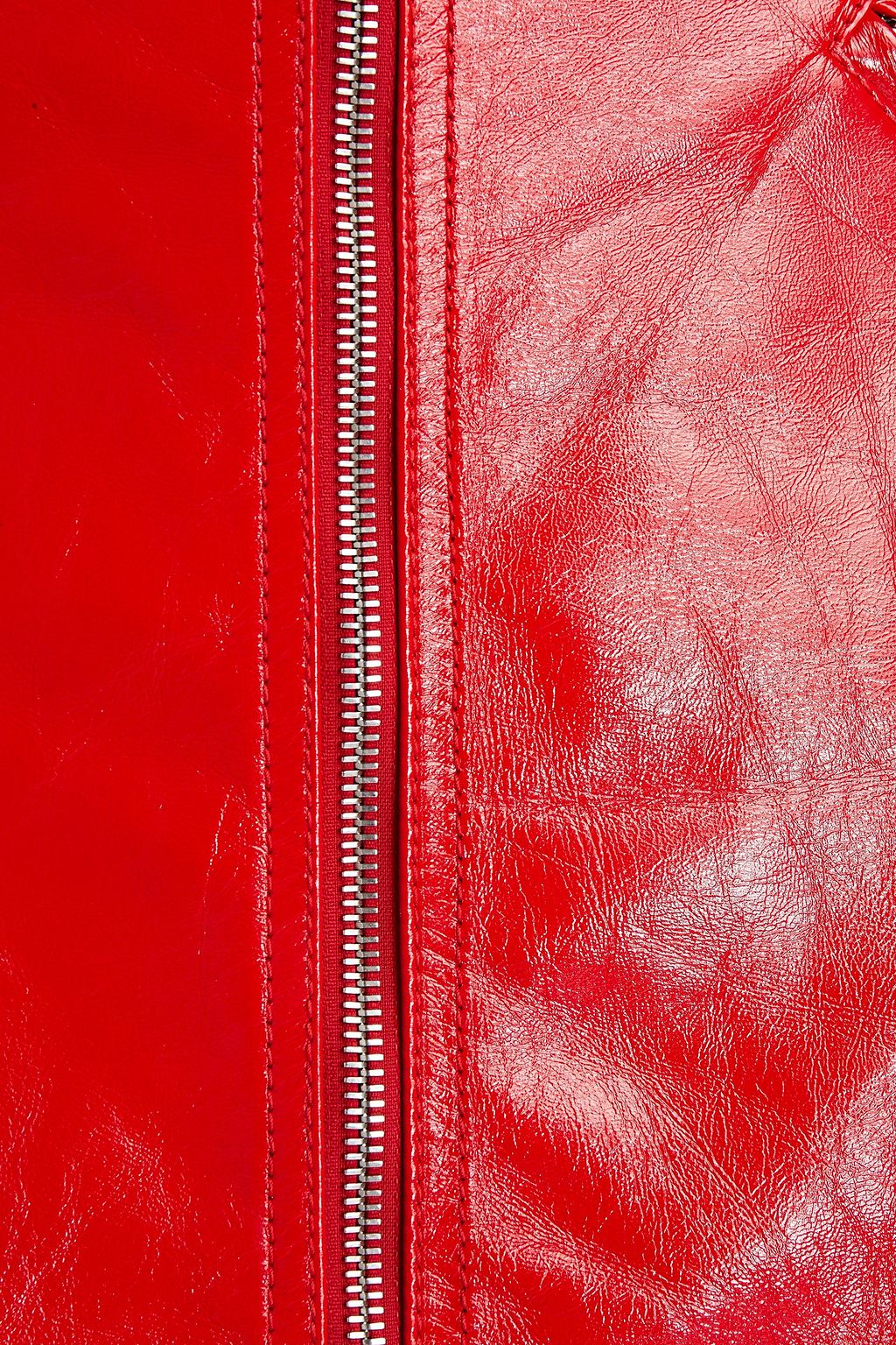 VALENTINO GARAVANI Belted cracked patent-leather mini skirt