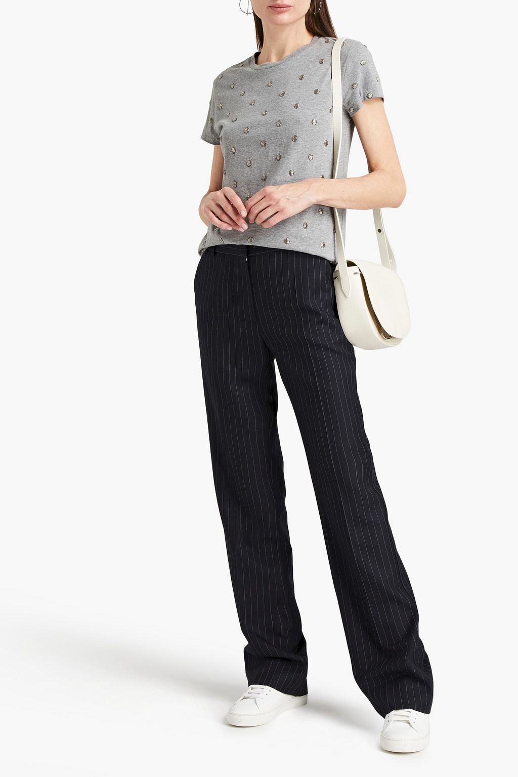 VALENTINO GARAVANI Bead-embellished cotton-jersey T-shirt