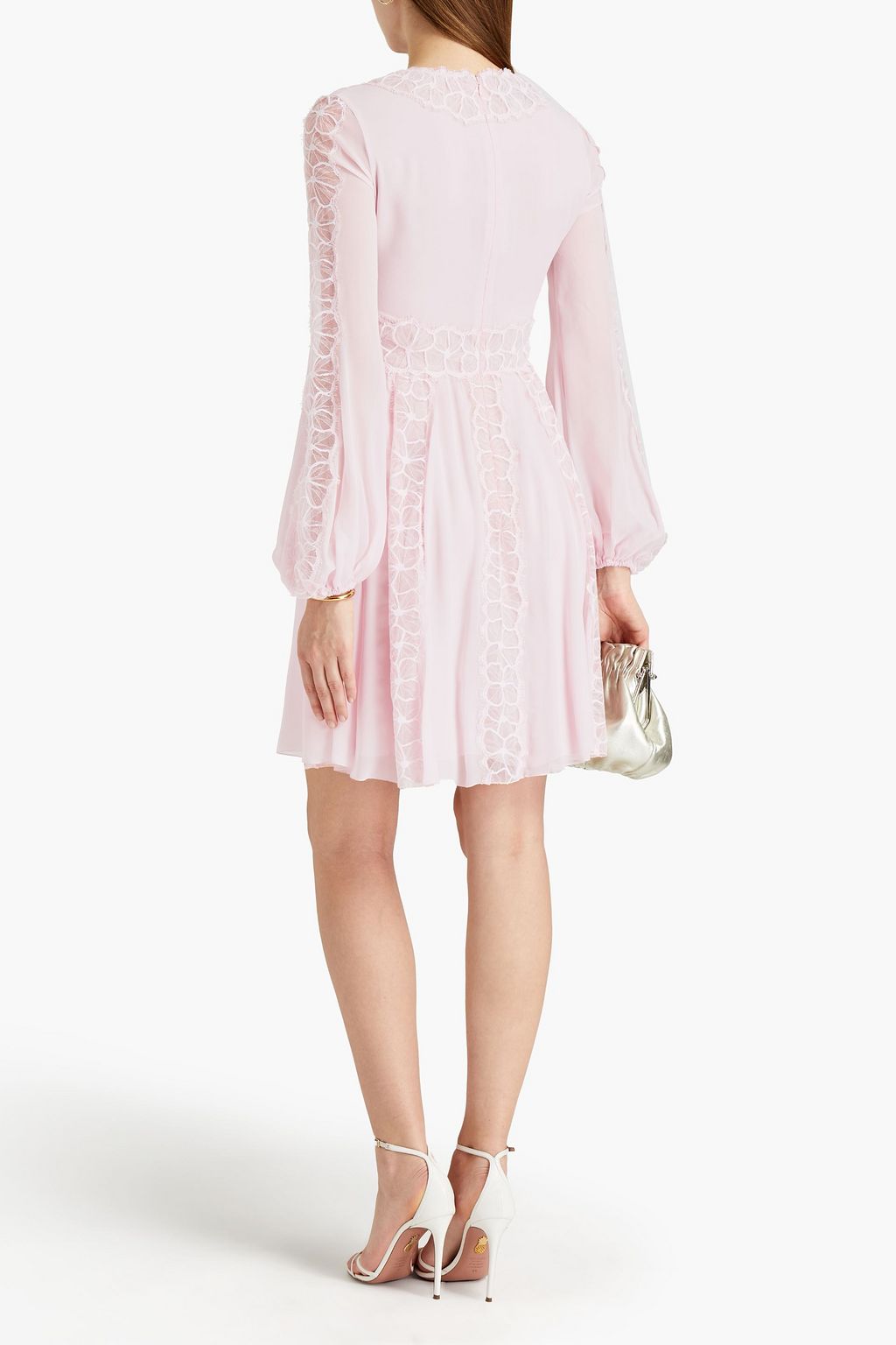 GIAMBATTISTA VALLI Lace-trimmed silk-chiffon mini dress