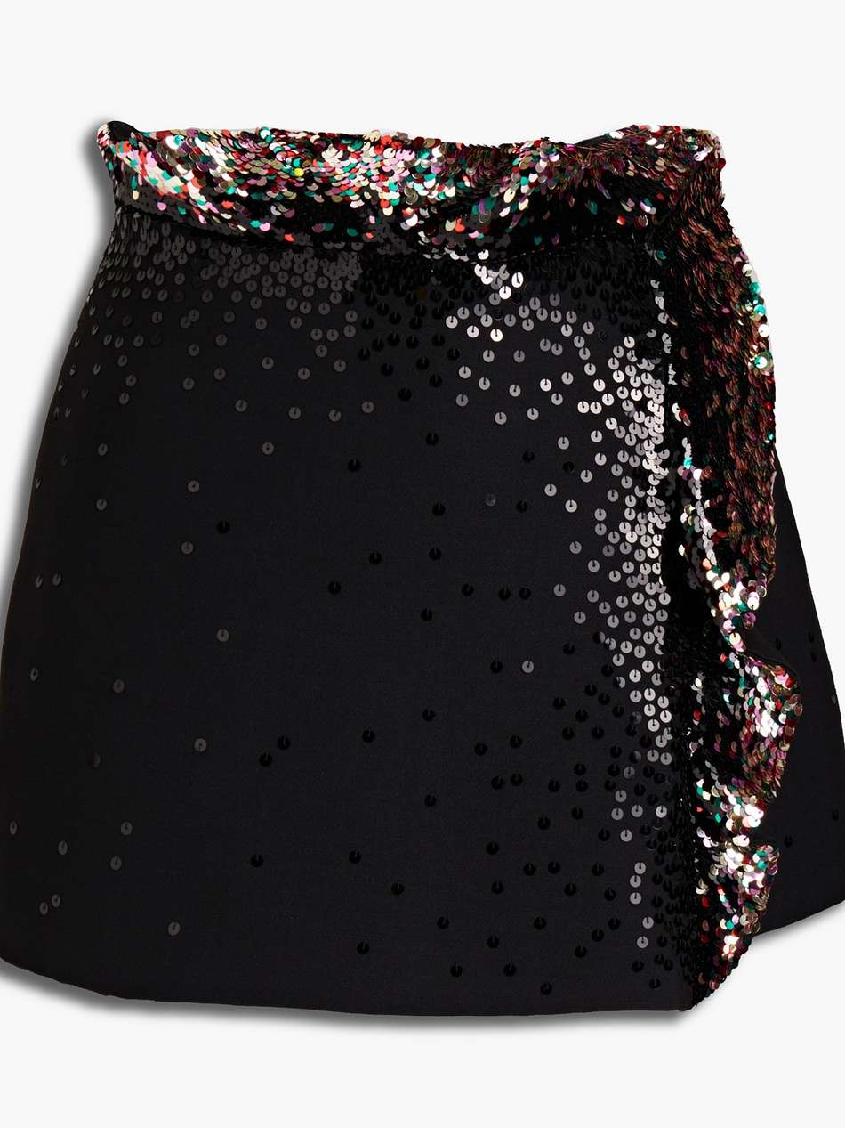 sequin-embellished wool and silk-blend crepe shorts