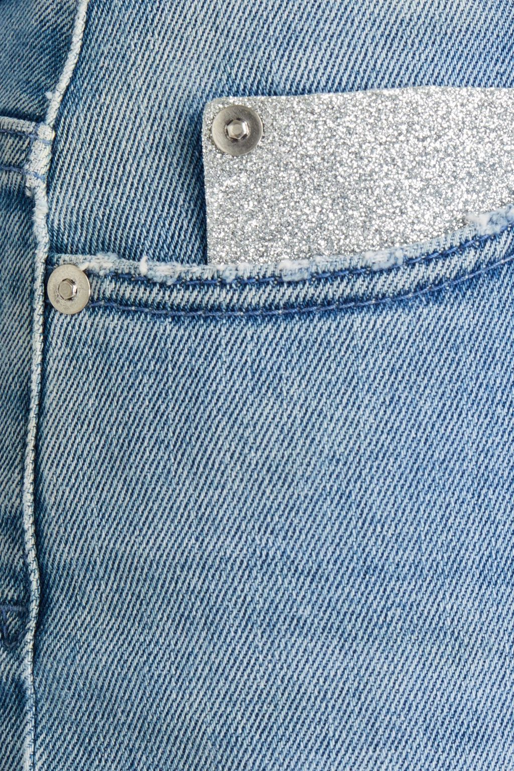 JUST CAVALLI Glittered distressed high-rise tapered jeans