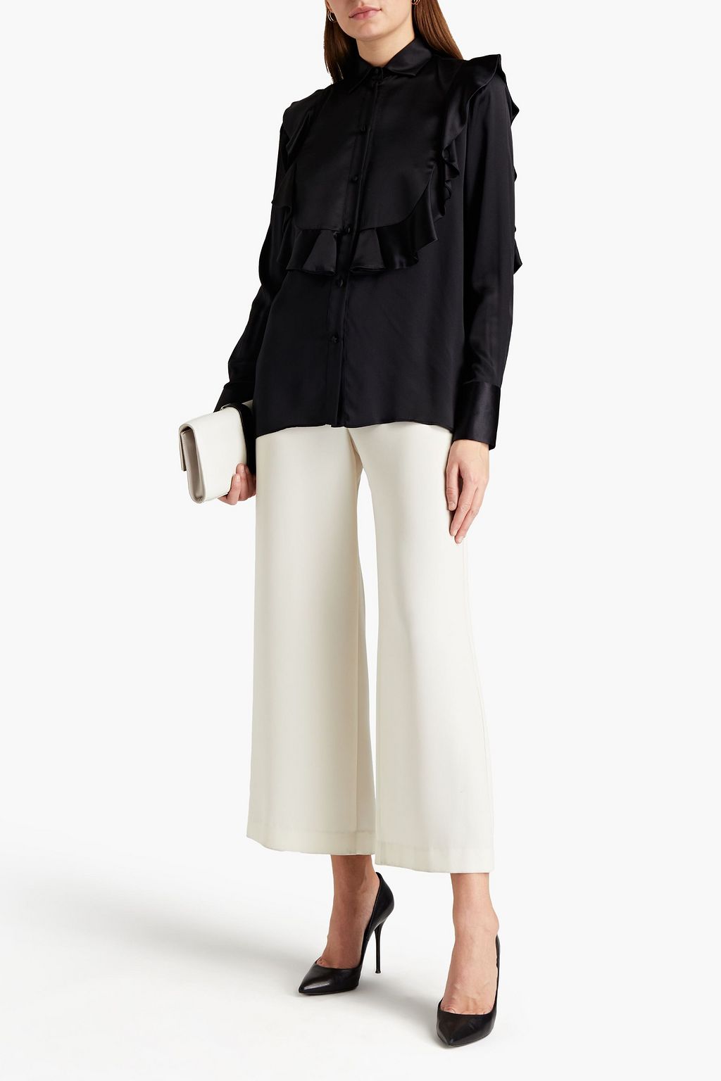 VALENTINO GARAVANI Ruffled silk-satin shirt