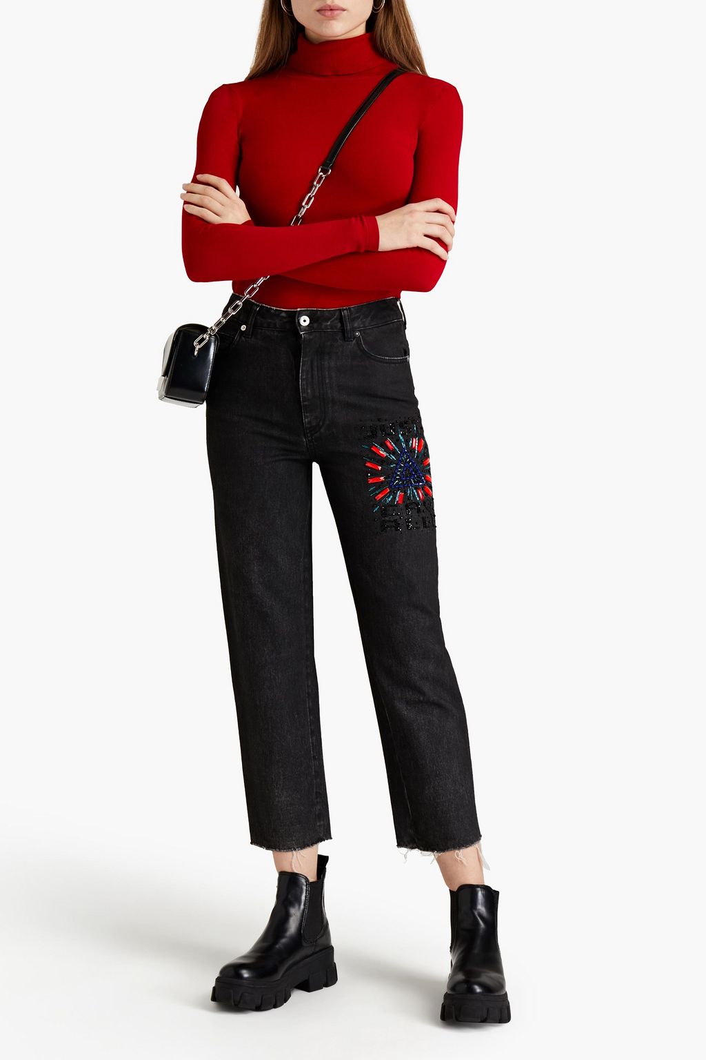 JUST CAVALLI Embellished high-rise tapered jeans