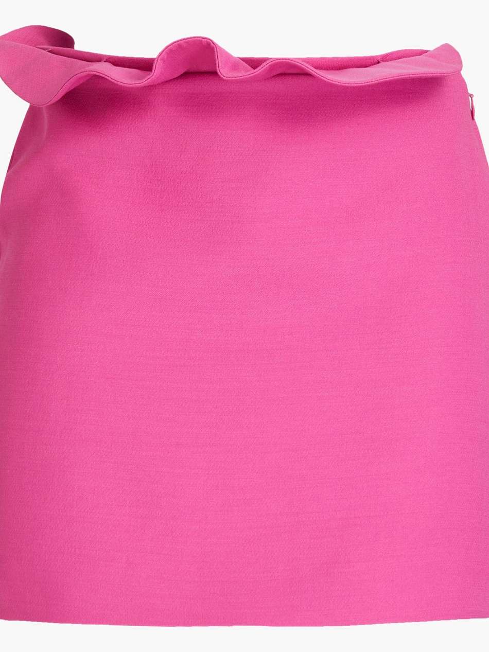 ruffled wool and silk-blend crepe mini skirt