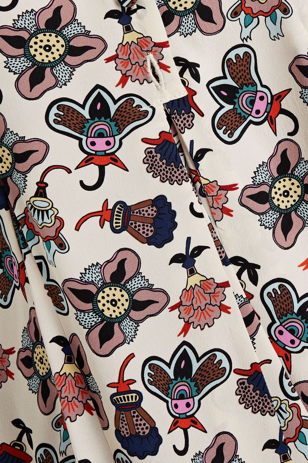 VALENTINO GARAVANI Gathered printed silk crepe de chine shirt