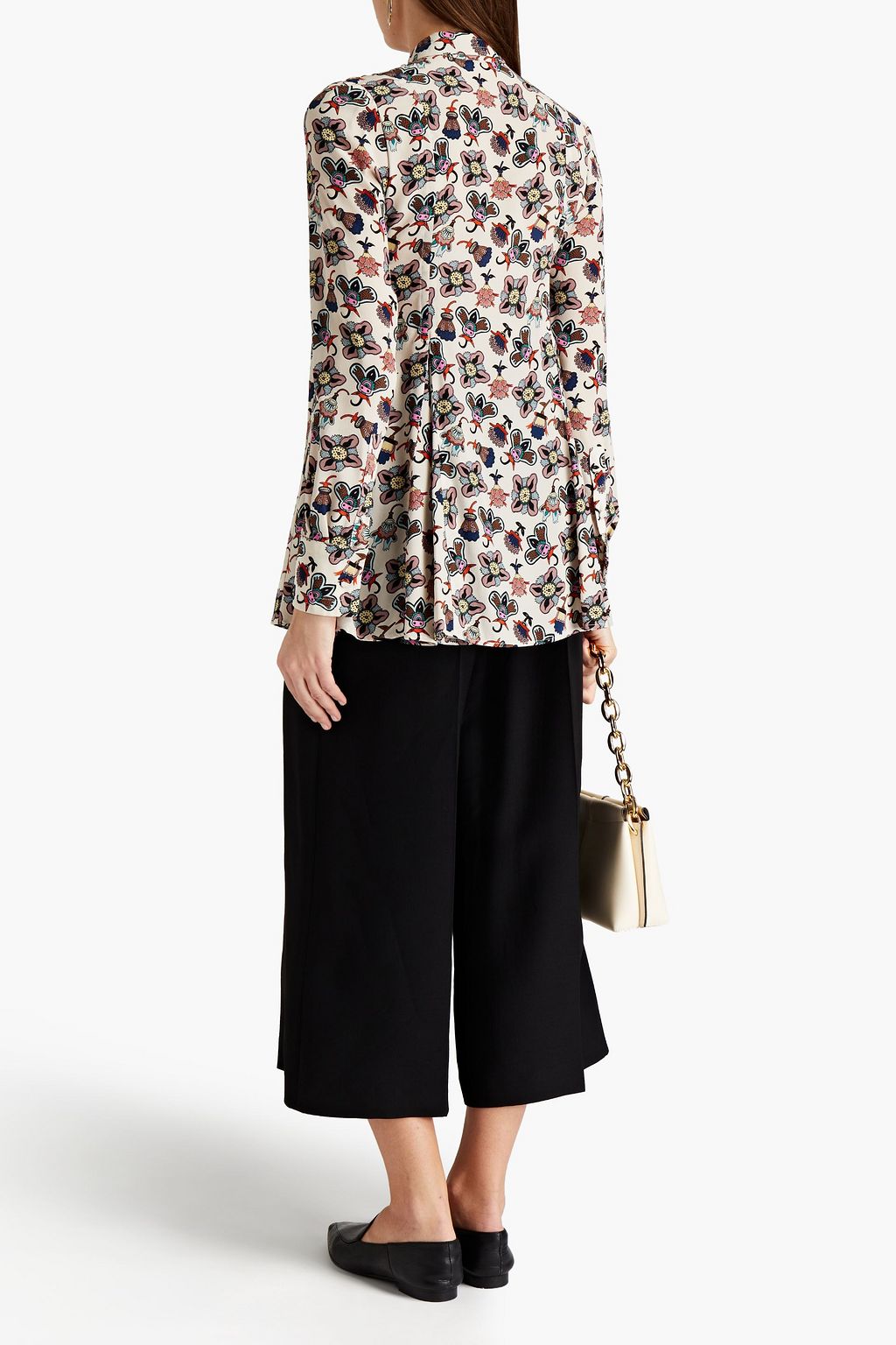 VALENTINO GARAVANI Gathered printed silk crepe de chine shirt