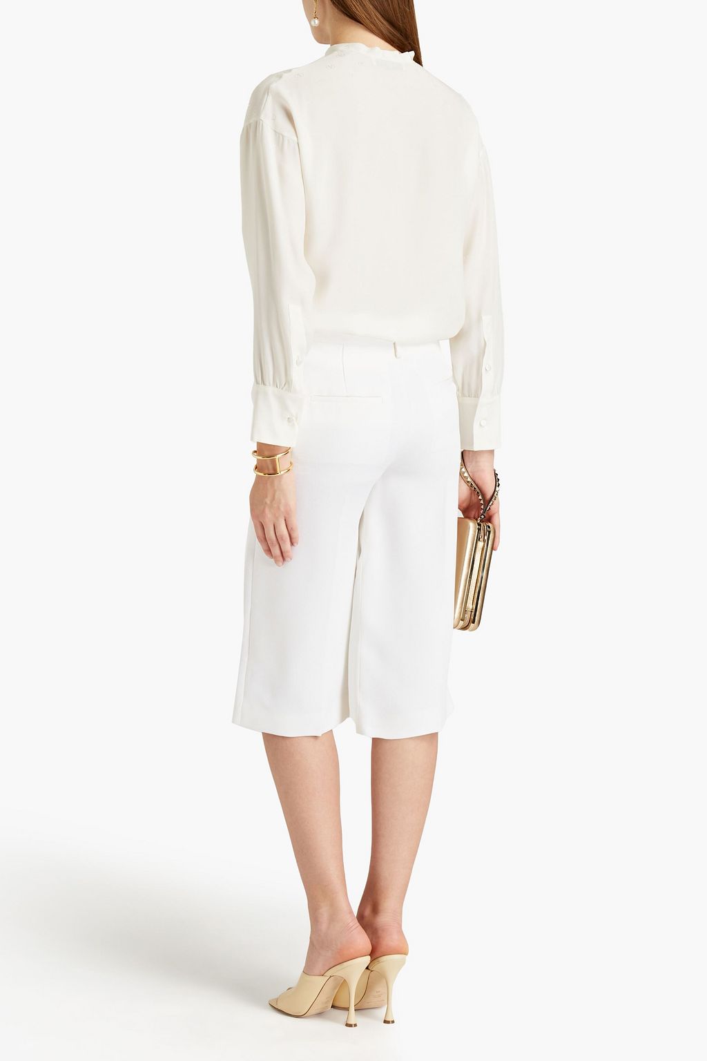VALENTINO GARAVANI Pussy-bow silk-jacquard blouse