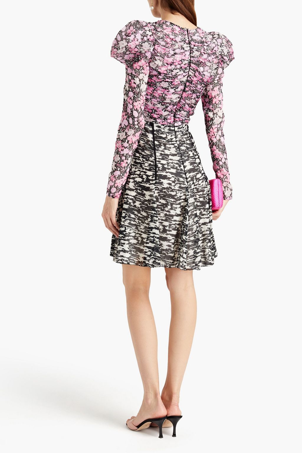 GIAMBATTISTA VALLI Cutout ruched printed silk-chiffon dress