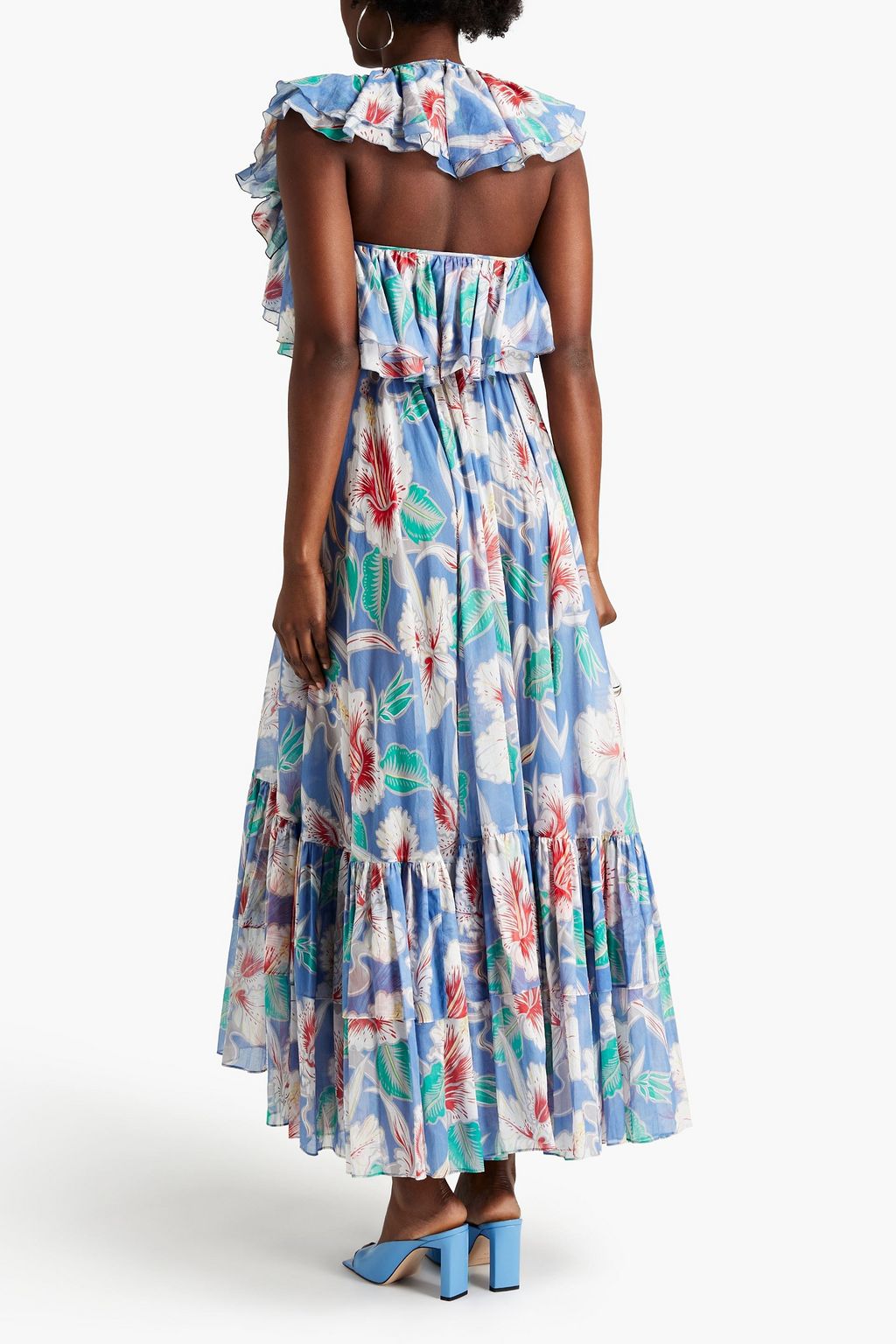 VALENTINO GARAVANI Cutout gathered floral-print cotton maxi dress