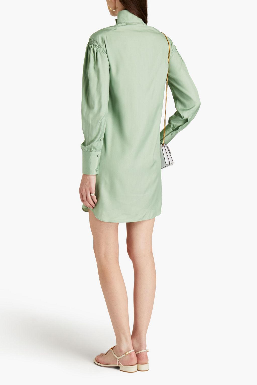 VALENTINO GARAVANI Pintucked silk crepe de chine mini dress
