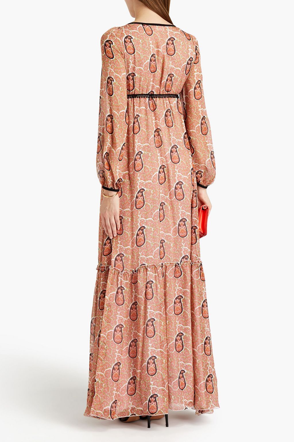 GIAMBA Gathered printed voile maxi dress