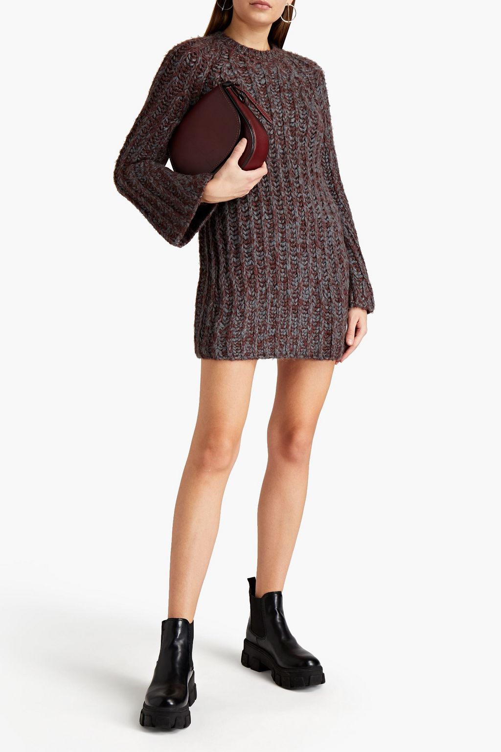 VALENTINO GARAVANI Marled ribbed silk mini dress