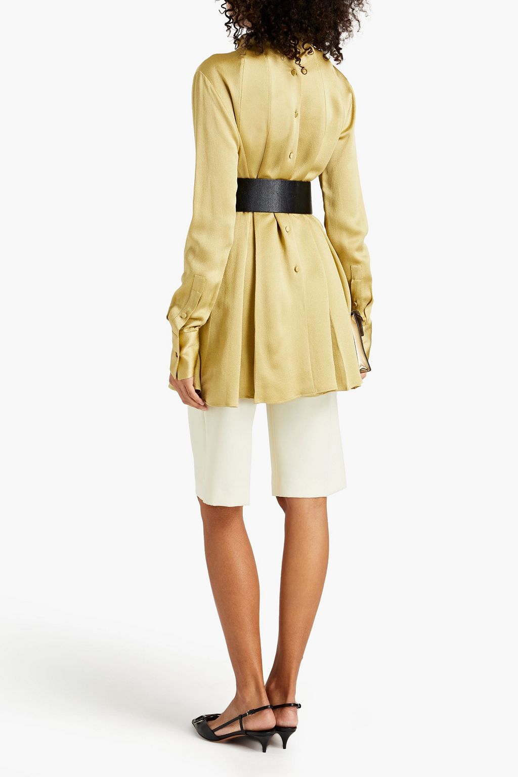 VALENTINO GARAVANI Pleated hammered-satin top
